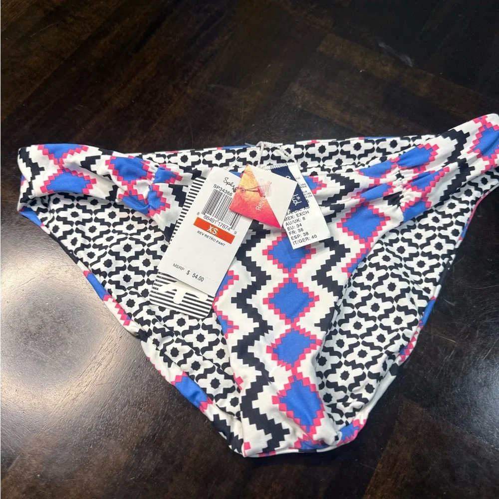 Splendid Reversible Retro Colorful Geometric Bikini Bottom - Picture 1 of 9